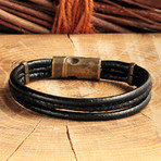 Three Strap Leather Bracelet // Antique Yellow