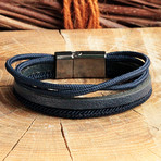 Anthracite Coating Hook Clasp Bracelet // Four Strap