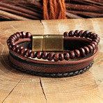 Four Strap Leather Bracelet // Antique Brown (Antique Brown)