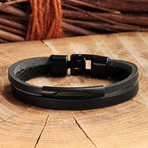 Two Strap Leather Bracelet // Matte Black