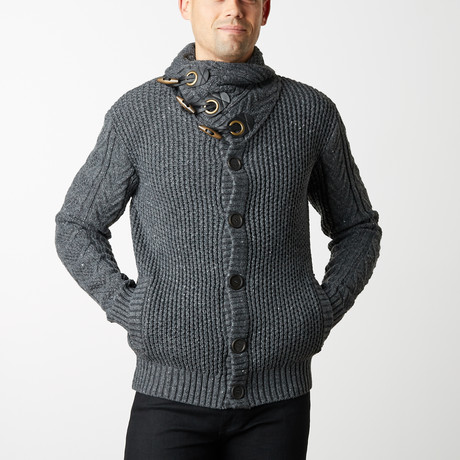 Knit Button Sweater // Charcoal (S)