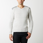 Textured V-Neck Sweater // Off White (XL)