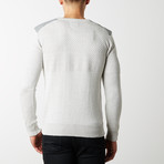 Textured V-Neck Sweater // Off White (XL)