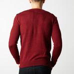 Textured V-Neck Sweater // Burgundy (M)