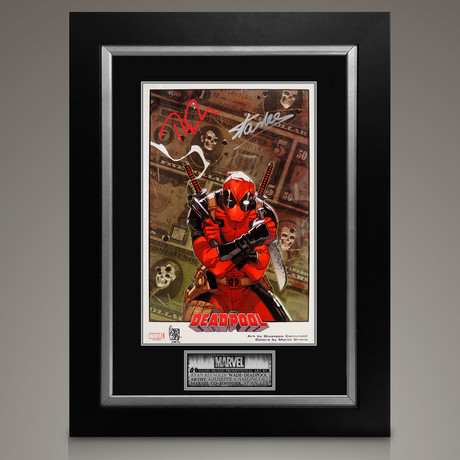 Deadpool // Ryan Reynolds + Stan Lee Signed Promotion Art Photo // Custom Frame