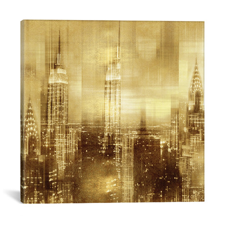 NYC - Reflections In Gold II // Kate Carrigan (18" W x 18" H x 0.75" D)