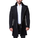 Fur Zip Peacoat I // Black (US: 42R)