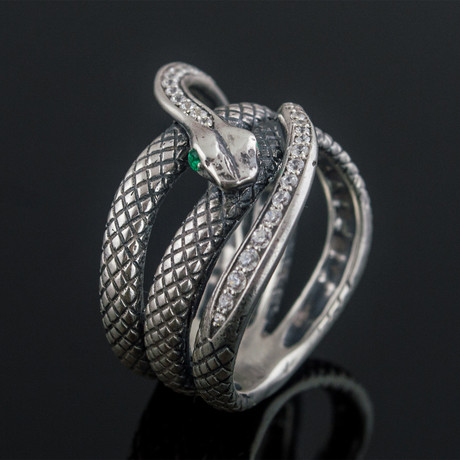 Animal Collection // Snake Ring // Silver + Green (5)