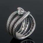 Animal Collection // Snake Ring // Silver + Green (10)