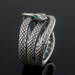 Animal Collection // Snake Ring // Silver + Green (9)