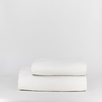 Percale Top Sheet & Duvet Cover Set // Pure White (Full)