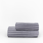 Percale Top Sheet & Duvet Cover Set // Striped Cinder (Full)