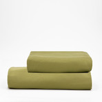 Percale Top Sheet & Duvet Cover Set // Olive Green (Full)