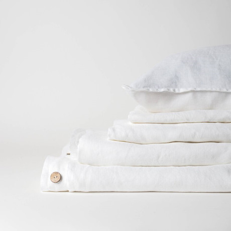 Linen Complete Bedding Set // Pure White (Full)