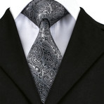 Marcel Handcrafted Silk Tie // Black Paisley
