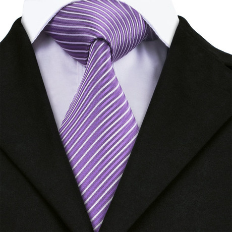 Damien Handmade Tie // Lavender Stripes