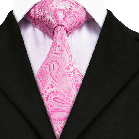 Perceval Handcrafted Tie // Pink Paisley