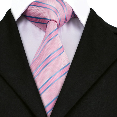 Aubry Handmade Tie // Light Pink Stripe