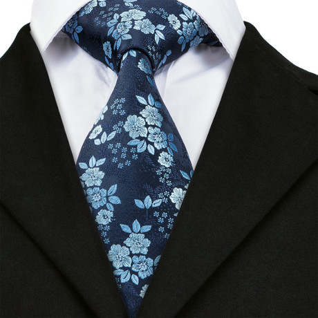 Florian Handmade Tie // Navy + Light Blue Floral