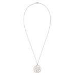 Nouvelle Bague India Preziosa 18k White Gold Diamond + White Enamel Pendant Necklace