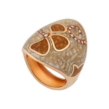 Nouvelle Bague Petali 18k Rose Gold Diamond + Enamel Ring // Ring Size: 7.5