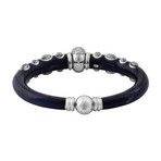 Nouvelle Bague Kenya 18k White Gold Diamond Black Enamel Bangle Bracelet