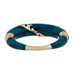 Nouvelle Bague Foglie d' Acanto 18k Rose Gold Diamond + Blue Enamel Bangle Bracelet