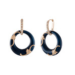 Nouvelle Bague Foglie d'Acanto 18k Rose Gold + Sterling Silver Diamond Dark Blue Enamel Earrings