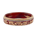 Nouvelle Bague Foglie d'Acanto 18k Rose Gold Diamond Red Enamel Bangle Bracelet // Inner Circumference: 6.5"