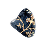 Nouvelle Bague 18k Two-Tone Diamond + Sky Blue Enamel Ring // Ring Size: 7.5