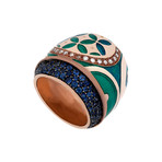 Nouvelle Bague Hammam della Rosa 18k Rose Gold Diamond + Sapphire Emerald Green Ring // Ring Size: 7