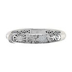 Nouvelle Bague India Preziosa 18k White Gold Diamond White Enamel Bangle Bracelet // 6.5"