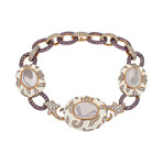Nouvelle Bague 18k Rose Gold Diamond + Sapphire + Quartz + White Enamel Bracelet // Circumference: 6.5"