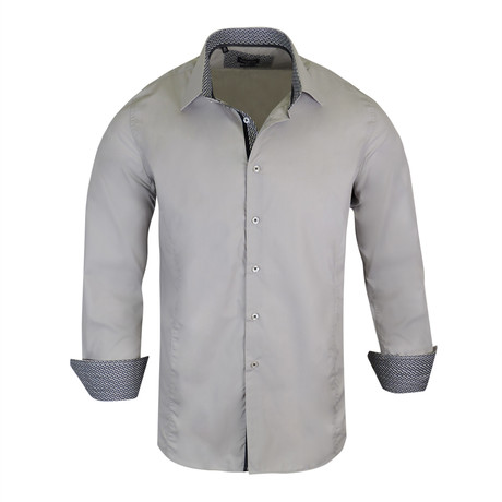 Ian True Modern-Fit Long-Sleeve Dress Shirt // Gray (M)