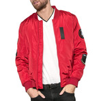 Lost Boys Patched Bomber Jacket // Red (XL)