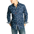 Line Long-Sleeve Button Down Woven // Navy (L)