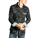 Long-Sleeve Button Down Woven Shirt // Camo (S)
