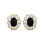 Nouvelle Bague Foglie d'Acanto 18k White Gold Diamond + Onyx White Enamel Earrings