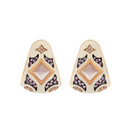 Nouvelle Bague Giardini di Boboli 18k Rose Gold Diamond Sapphires Quartz White Enamel Huggie Earrings