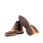 Military Boot // Painted Calf Cognac + Painted Calf Dark Brown + Wool Tweed Brown (Euro: 46.5)