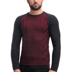 Wool Raglan Sweater + Geometric Design // Bordo (2XL)