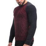 Wool Raglan Sweater + Geometric Design // Bordo (S)