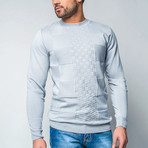 Wool Sweater + Checkered Design // Light Gray (2XL)