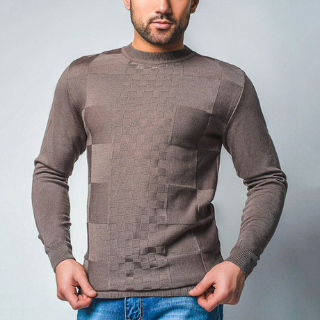 Wool Sweater + Checkered Design // Cappuccino (XS)