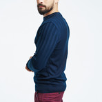 Wool Sweater + Ribbed Design // Navy (XS)