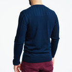 Wool Sweater + Ribbed Design // Navy (2XL)