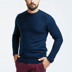 Wool Sweater + Ribbed Design // Navy (2XL)