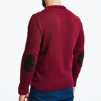 Wool Cable Knit Sweater + Arm Patches // Bordeaux (L)