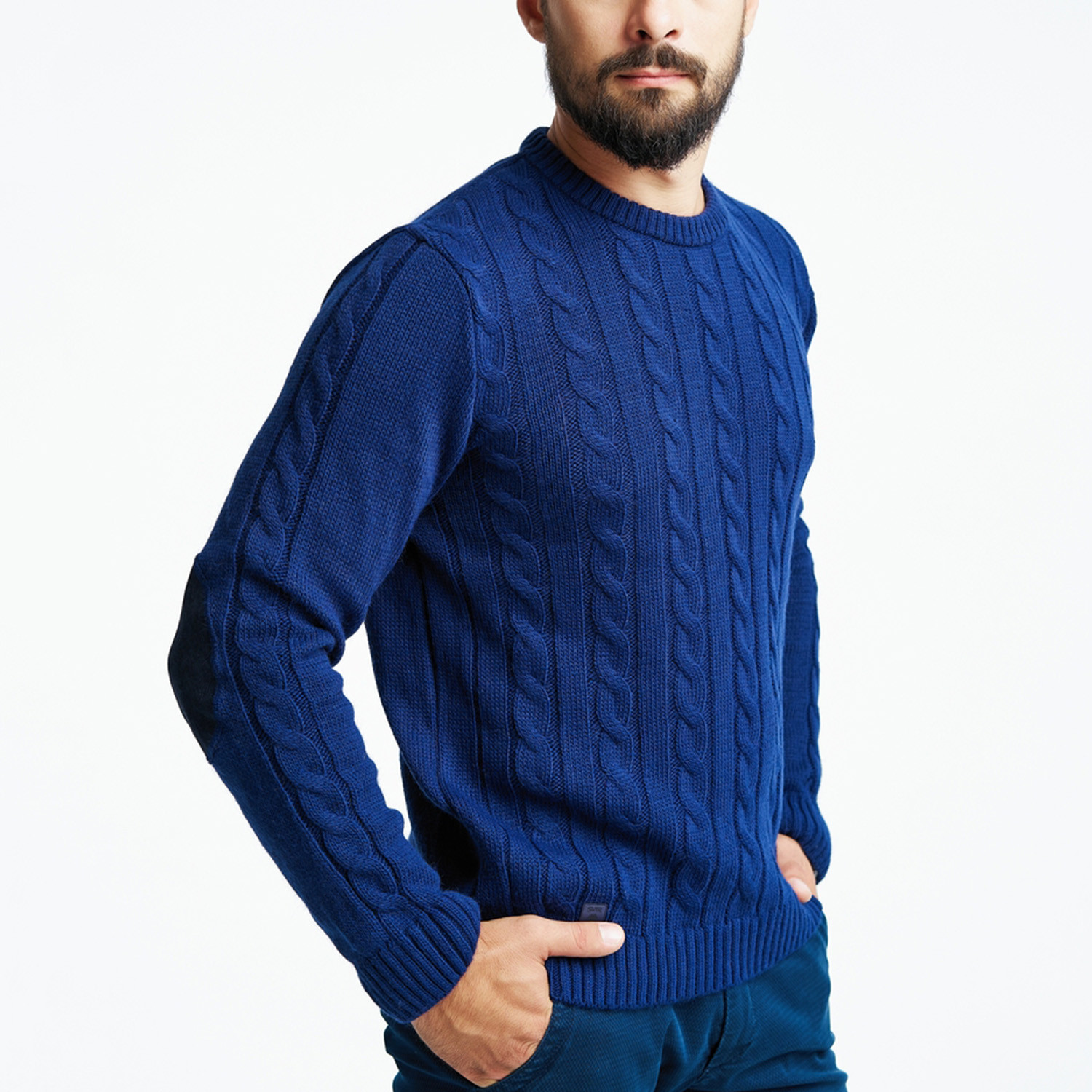 Cable Wool Sweater + Arm Patches // Navy (M) - CLEARANCE: Outerwear ...