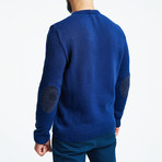 Cable Wool Sweater + Arm Patches // Navy (XS)